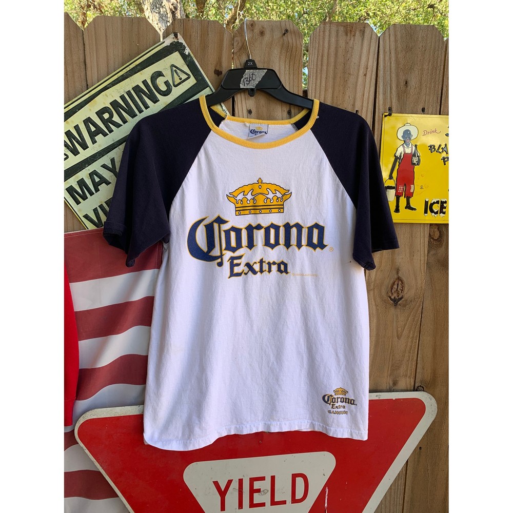 Vintage Y2K Corona Extra Mexican Beer T-shirt Raglan Sleeves Size L